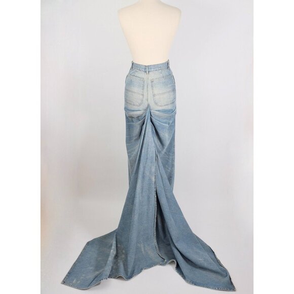 Ralph Lauren Collection long denim skirt sz 4 maxi train Spring 2003 - Picture 7 of 12